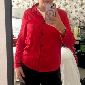 Red satin pajama top